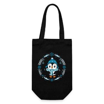 süßer Pinguin Winter Schneeflocken Tiere Mädchen - Geschenkbeutel für Flaschen - Schwarz - Vorne