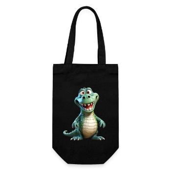 Ein lustiges Krokodil - Geschenkbeutel für Flaschen - Schwarz - Vorne
