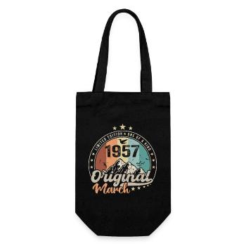 Geburtstagsgeschenk Geboren im März 1957 Retro 1957 - Geschenkbeutel für Flaschen - Schwarz - Vorne