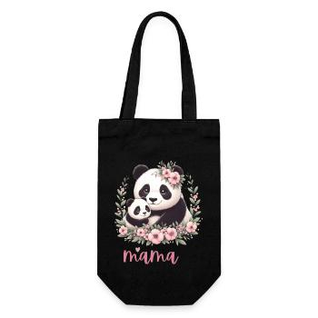 Panda Lover I Mama Panda And Cub Mother's Day - Geschenkbeutel für Flaschen - Schwarz - Vorne
