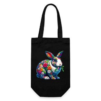Lapin décoré de fleurs - Sac à bouteille - noir - Devant