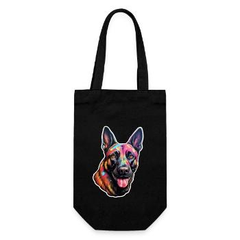 Belgian Malinois psychedelisch - Geschenkbeutel für Flaschen - Schwarz - Vorne
