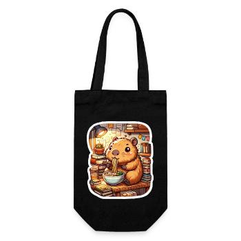 Capybara Ramen Bücher Lese Kawaii Anime - Geschenkbeutel für Flaschen - Schwarz - Vorne