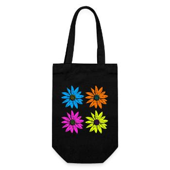 Blumen Pop Art vier Farben - Geschenkbeutel für Flaschen - Schwarz - Vorne