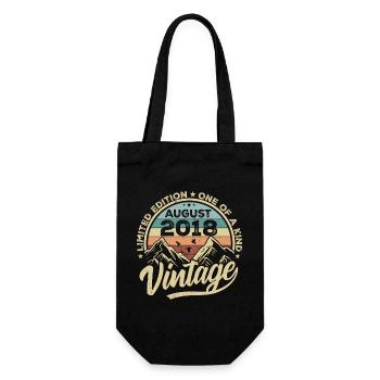 Geburtstag August 2018 Geburtstagsgeschenk August - Geschenkbeutel für Flaschen - Schwarz - Vorne