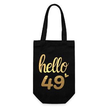 Hallo 49 gold - Geschenkbeutel für Flaschen - Schwarz - Vorne