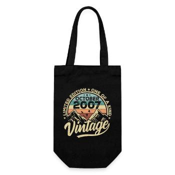 October 2007 Birthday 2007 Born October 2007 - Gift Bag for Bottles - black - Front