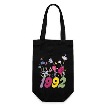 Year of birth 1992 wildflowers - Gift Bag for Bottles - black - Front
