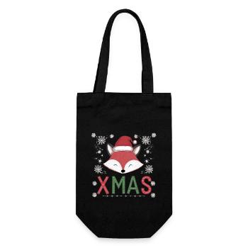 Niedlicher Fuchs mit Weihnachtsmütze Foxy Xmas - Geschenkbeutel für Flaschen - Schwarz - Vorne