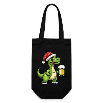 Dinosaur brontosaurus Christmas beer - Gift Bag for Bottles - black - Front