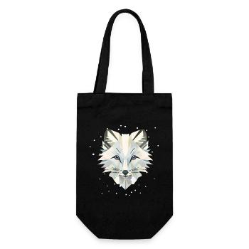 Zauberhaftes Polarfuchs-in geometrischer Eleganz - Geschenkbeutel für Flaschen - Schwarz - Vorne