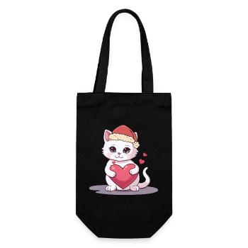Xmas Katze Kätzchen Katzen Weihnachtsmann Nikolaus - Geschenkbeutel für Flaschen - Schwarz - Vorne