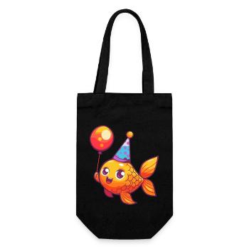 Poisson rouge Anniversaire Bande dessinée Mignon - Sac à bouteille - noir - Devant
