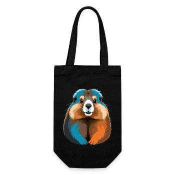 Murmeltier Vektor Kunst mit lebendiger Farbillustration - Geschenkbeutel für Flaschen - Schwarz - Vorne