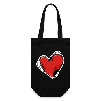 Rotes Herz - Geschenkbeutel für Flaschen - Schwarz - Vorne
