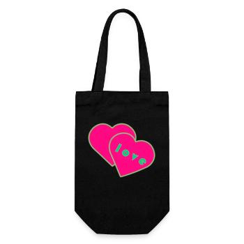 cœurs d’amour - Sac à bouteille - noir - Devant