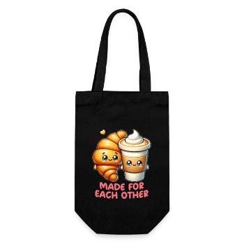Cappuccino and croissant - Gift Bag for Bottles - black - Front