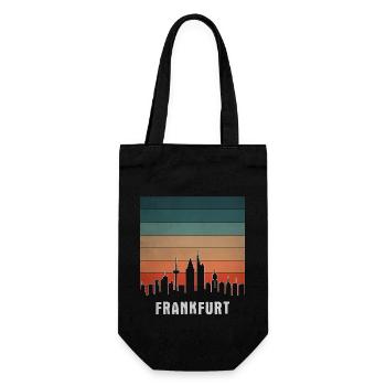 Retro Cities Frankfurt Sunset01 - Geschenkbeutel für Flaschen - Schwarz - Vorne