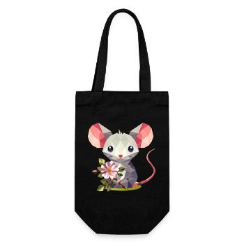 Souris avec églantier – joli motif pour enfants - Sac à bouteille - noir - Devant