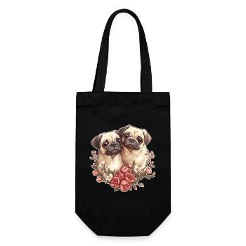 Cute pug couple - Gift Bag for Bottles - black - Front