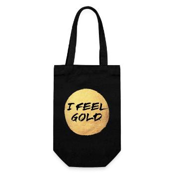Gold Yoga Kreis Sonne Feeling exklusiv Meditation - Geschenkbeutel für Flaschen - Schwarz - Vorne