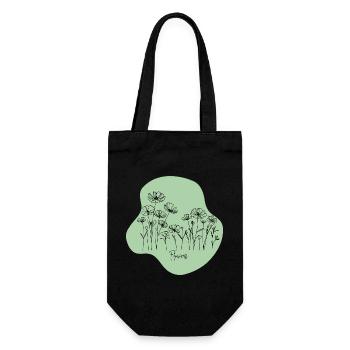Illustration florale minimaliste - Sac à bouteille - noir - Devant