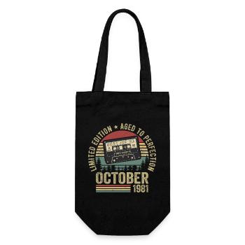 Oldtimer Oktober 1981 Geburtstag Geschenk Oktober - Geschenkbeutel für Flaschen - Schwarz - Vorne