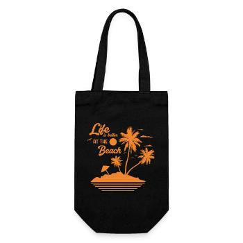 Sonnenuntergang am Palmstrand - Geschenkbeutel für Flaschen - Schwarz - Vorne