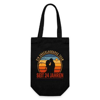 24 Years Relationship Gift Husband Wife - Gift Bag for Bottles - black - Front