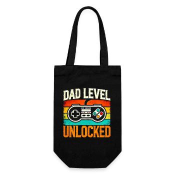 Papa Level freigeschaltet Retro Controller, Väter - Geschenkbeutel für Flaschen - Schwarz - Vorne