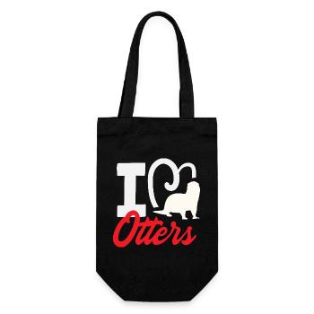 I Heart Otters Sea Otter Cartoon - Gift Bag for Bottles - black - Front