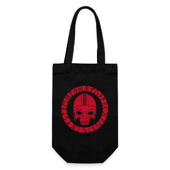 Red Skull und Wikinger Runen - Geschenkbeutel für Flaschen - Schwarz - Vorne