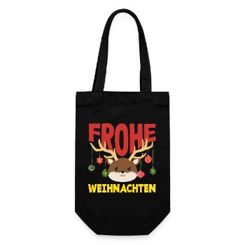 Frohe Weihnachten Corgi mit Nikolausmütze - Geschenkbeutel für Flaschen - Schwarz - Vorne