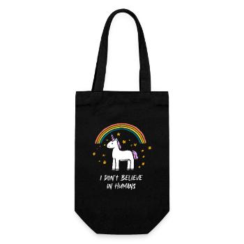 Ich glaube nicht an Menschen Einhorn - Geschenkbeutel für Flaschen - Schwarz - Vorne