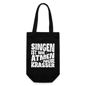 Singen ist wie Atmen, nur krasser! - Geschenkbeutel für Flaschen - Schwarz - Vorne