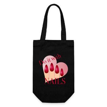 Faites-le avec des ongles – design d’ongles rouges avec cœur - Sac à bouteille - noir - Devant