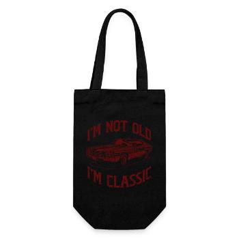 Ich bin nicht alt, ich bin ein Oldtimer-Veteran - Geschenkbeutel für Flaschen - Schwarz - Vorne
