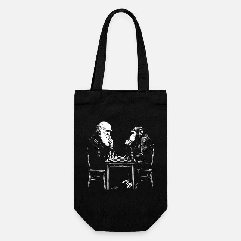 Darwin joue aux échecs avec un singe - Jeu d’évolution - Sac à bouteille - noir