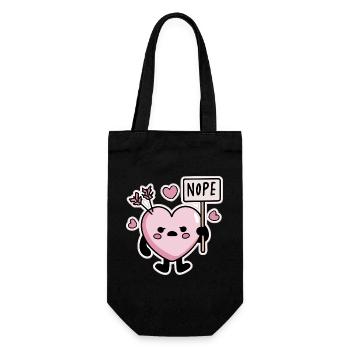 Kawaii Herz Nope Schild Anti Valentinstag - Geschenkbeutel für Flaschen - Schwarz - Vorne