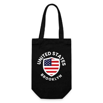Brooklyn USA Shield with Flag - Gift Bag for Bottles - black - Front