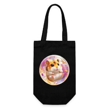 Bunter Hamster in Blasenball - Geschenkbeutel für Flaschen - Schwarz - Vorne
