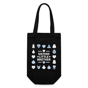 Sister & Little Brother Motif - Gift Bag for Bottles - black - Front