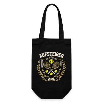 Tennis Aufsteiger 2026, Meisterprämie geschenk - Geschenkbeutel für Flaschen - Schwarz - Vorne