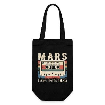 Geburtstag 1975 März 1975 geboren im März 1975 - Geschenkbeutel für Flaschen - Schwarz - Vorne