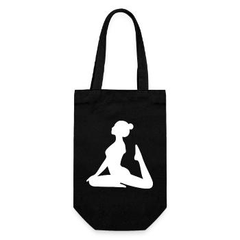Yoga Formen Silhouetten weiß  - Geschenkbeutel für Flaschen - Schwarz - Vorne