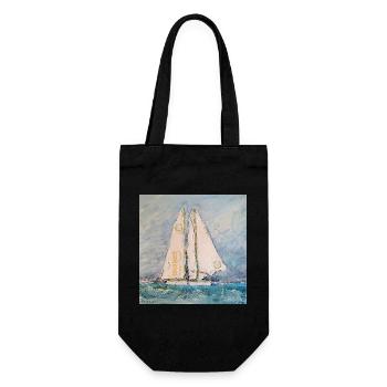 Voilier en mer - Sac à bouteille - noir - Devant