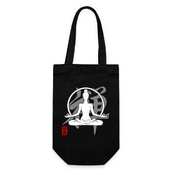 Yoga Silhouette Zen Meditation Kanji Relax - Gift Bag for Bottles - black - Front
