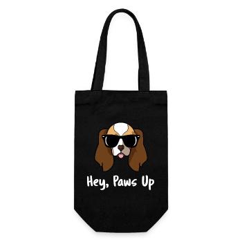 Hey Paws Up Cavalier King Charles Spaniel Kunst - Geschenkbeutel für Flaschen - Schwarz - Vorne