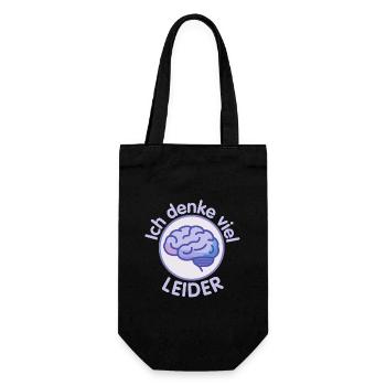 Ich denke viel - leider - Gehirn  - Geschenkbeutel für Flaschen - Schwarz - Vorne