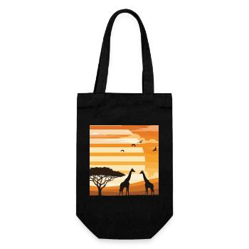 Safari Sunset Giraffe Africa Landschaftsshirt - Geschenkbeutel für Flaschen - Schwarz - Vorne